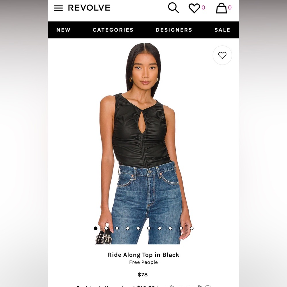 NWT - Free People Ride Along Top in Black - NEVER WORN - Faux Leather - Size M